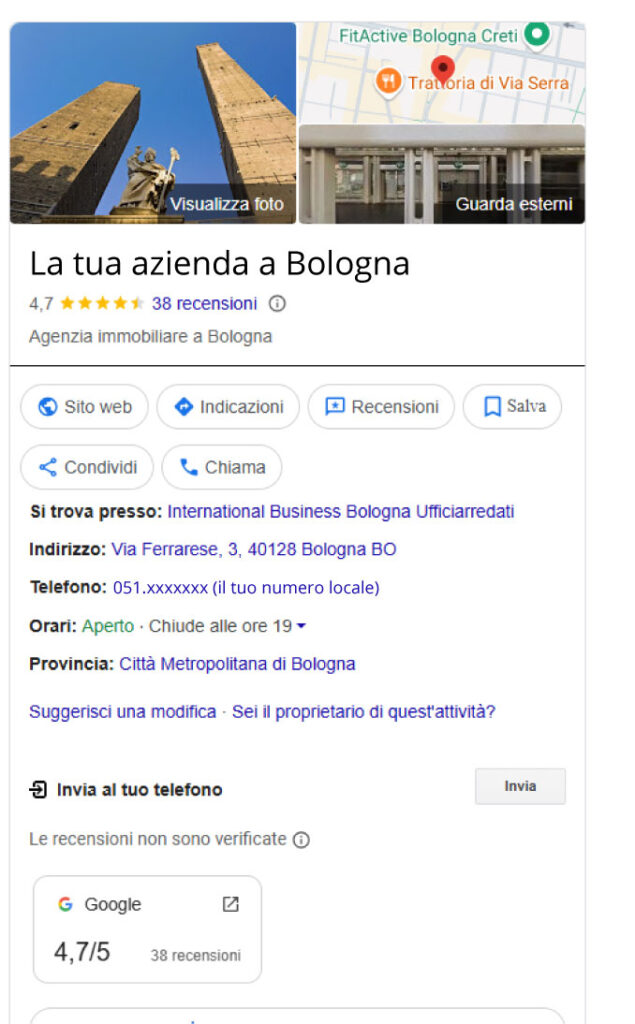 Infografica esempio di ufficio virtuale a Bologna attivato presso Business Center