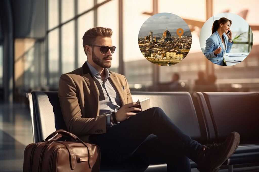 Imprenditore che lavora in mobilità grazie all'ufficio virtuale