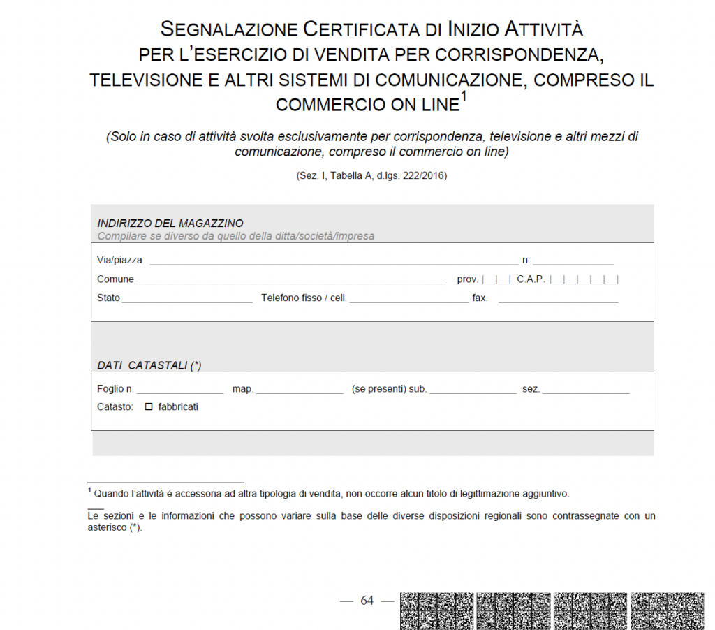 Foto della parte da compilare come inizio attività e-commerce